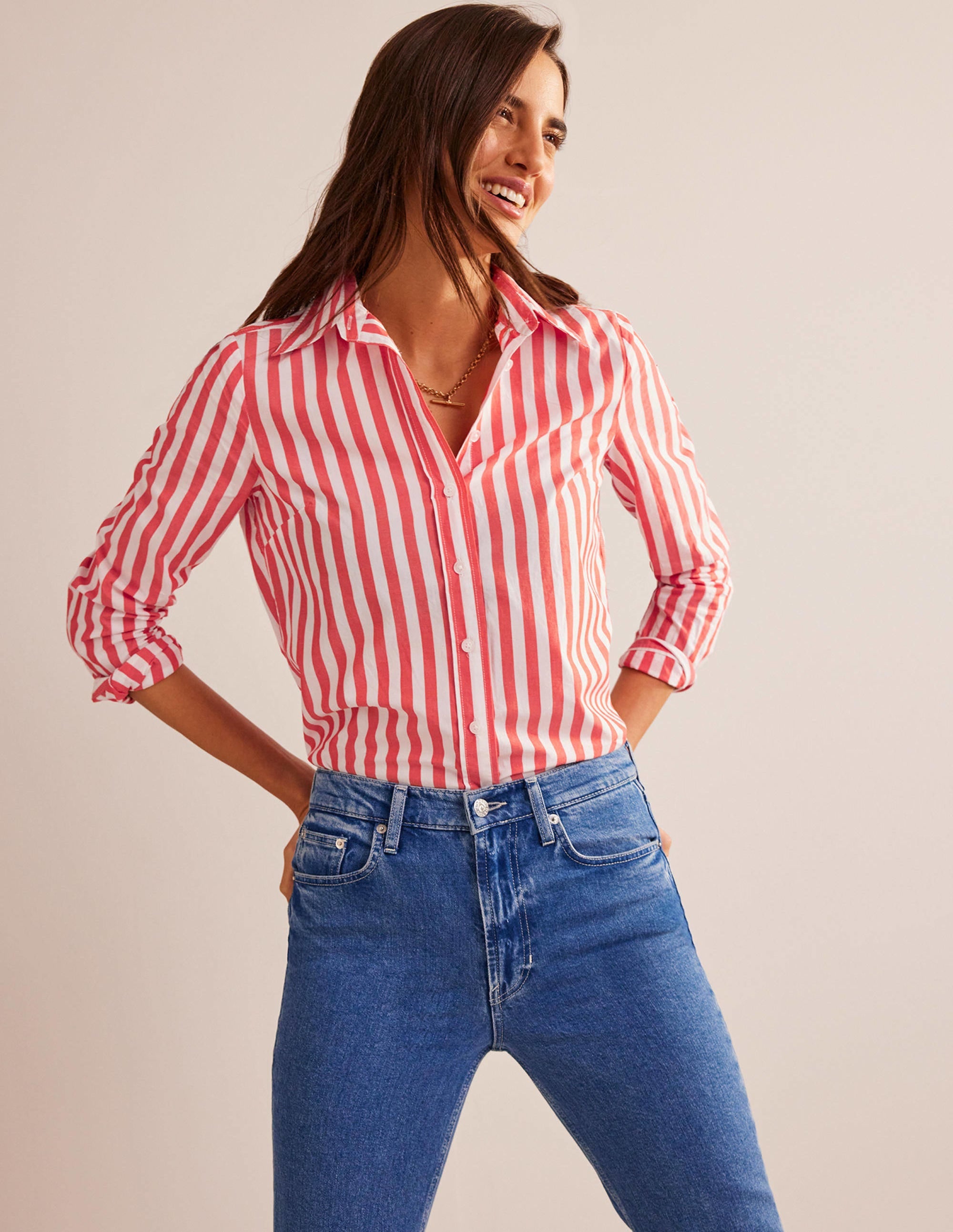Chemise Sienna en coton-Leuchtend Rote Streifen - Image 4