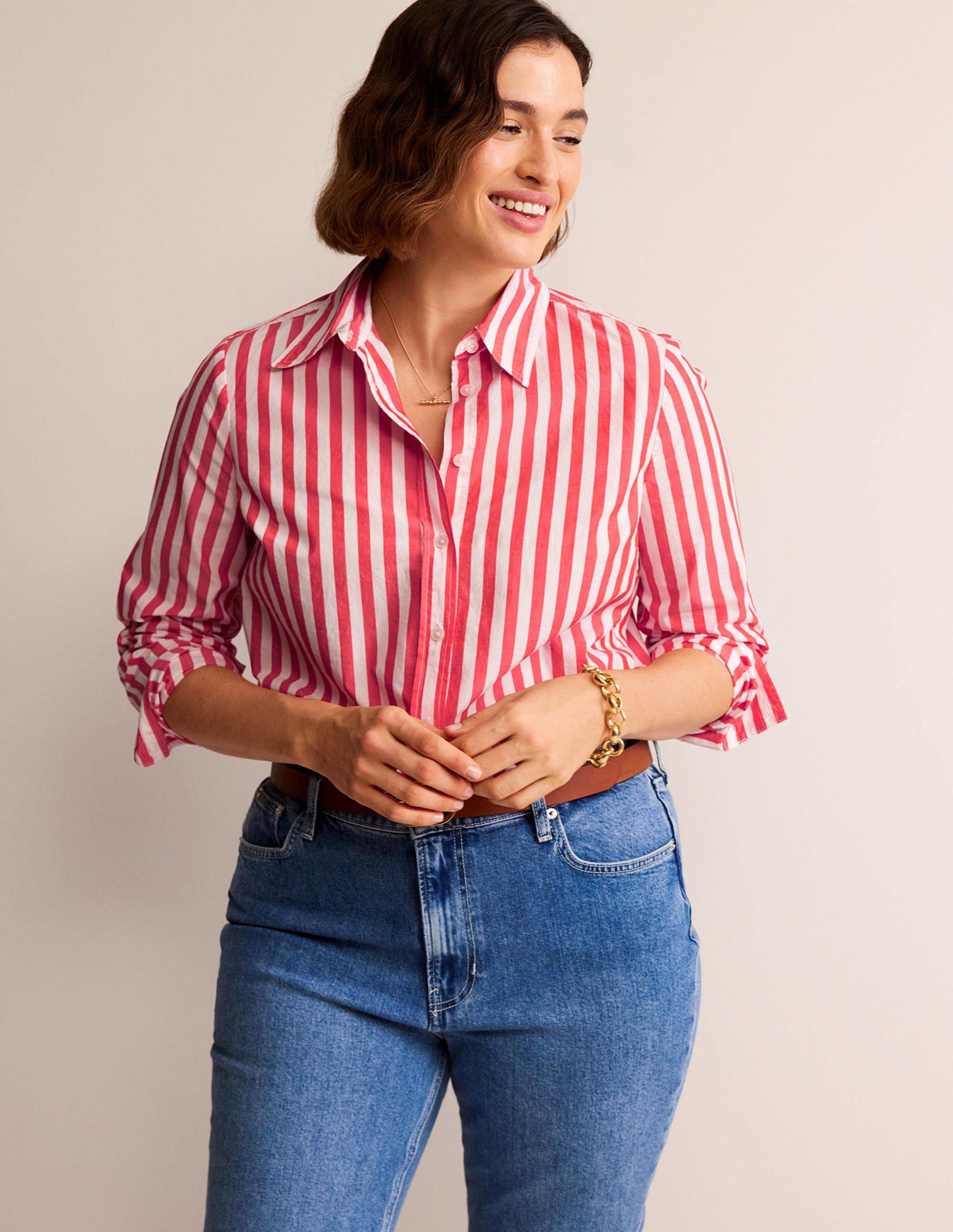 Chemise Sienna en coton-Leuchtend Rote Streifen - Image 5