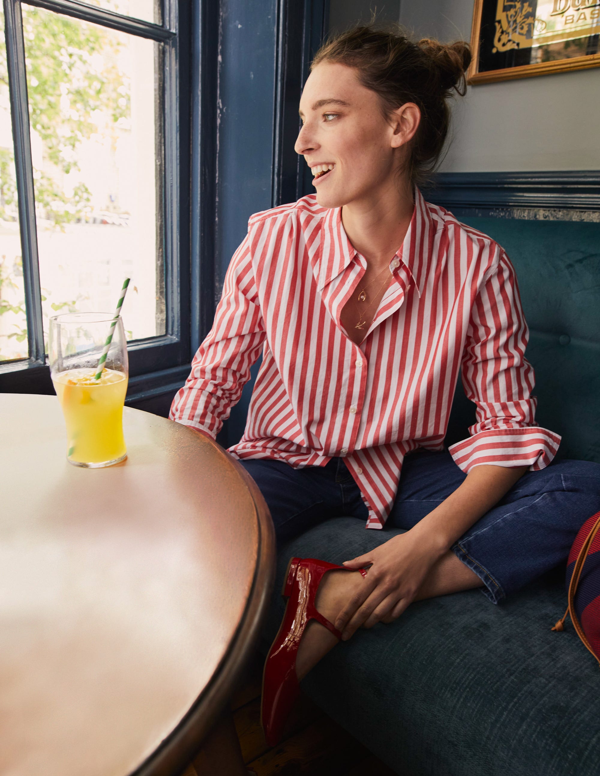 Chemise Sienna en coton-Leuchtend Rote Streifen - Image 7