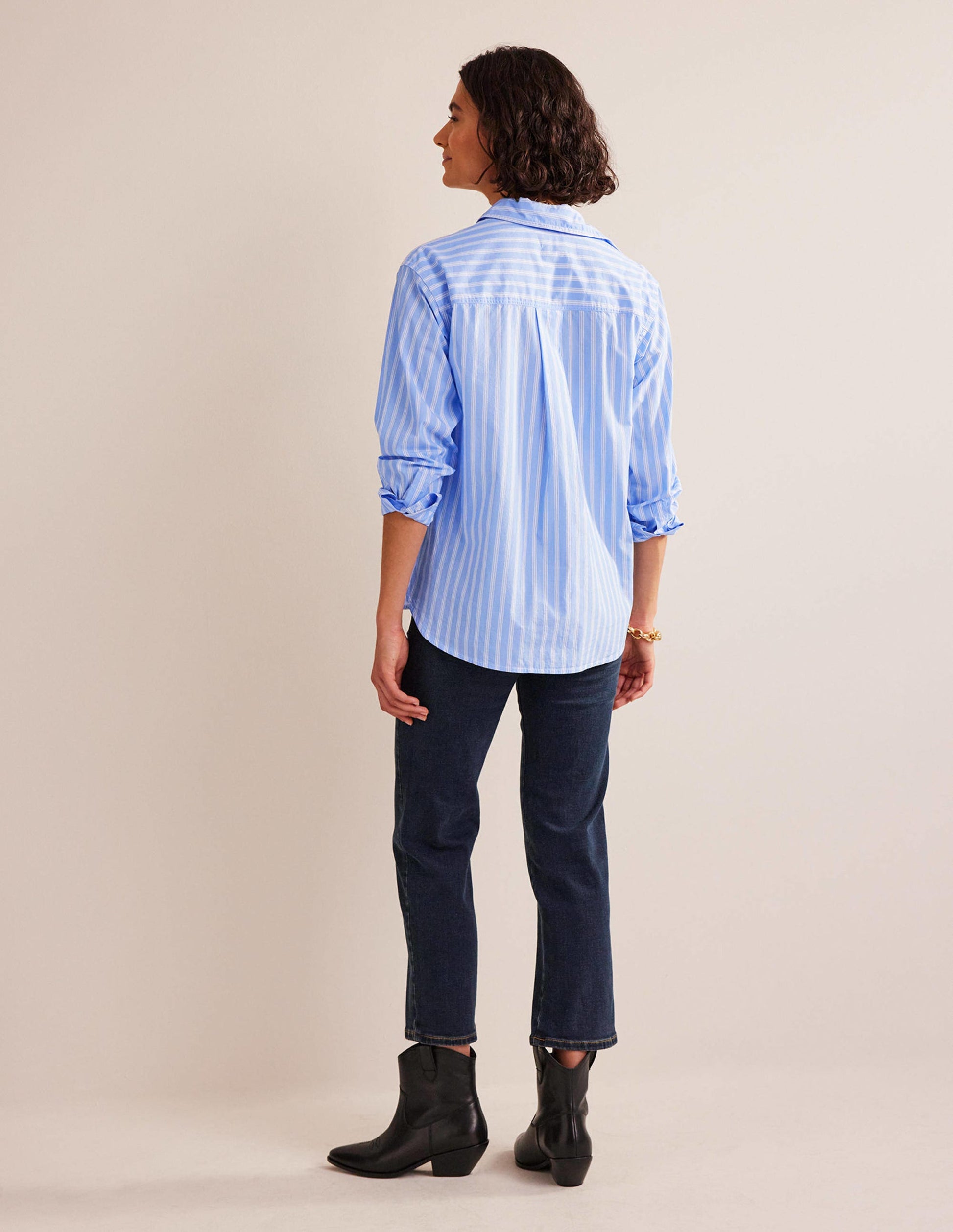 Connie Baumwollhemd-Naturweiß, Blau Gestreift-6