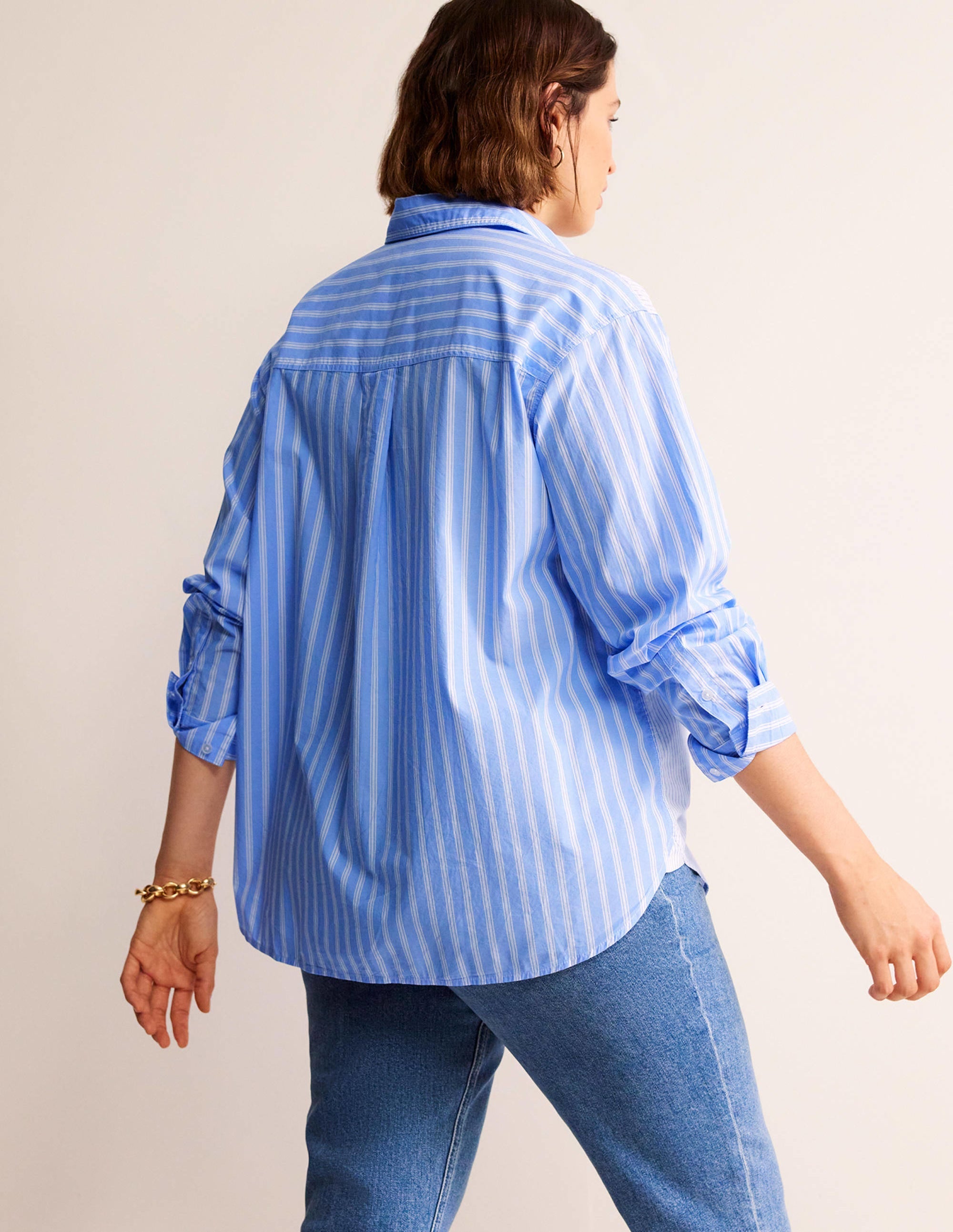 Connie Baumwollhemd-Naturweiß, Blau Gestreift - Image 8