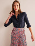 Saskia Stretch-Baumwollhemd-Aqua Marine Marl