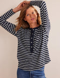 Rosie Stripe T-Shirt-Navy, Ivory