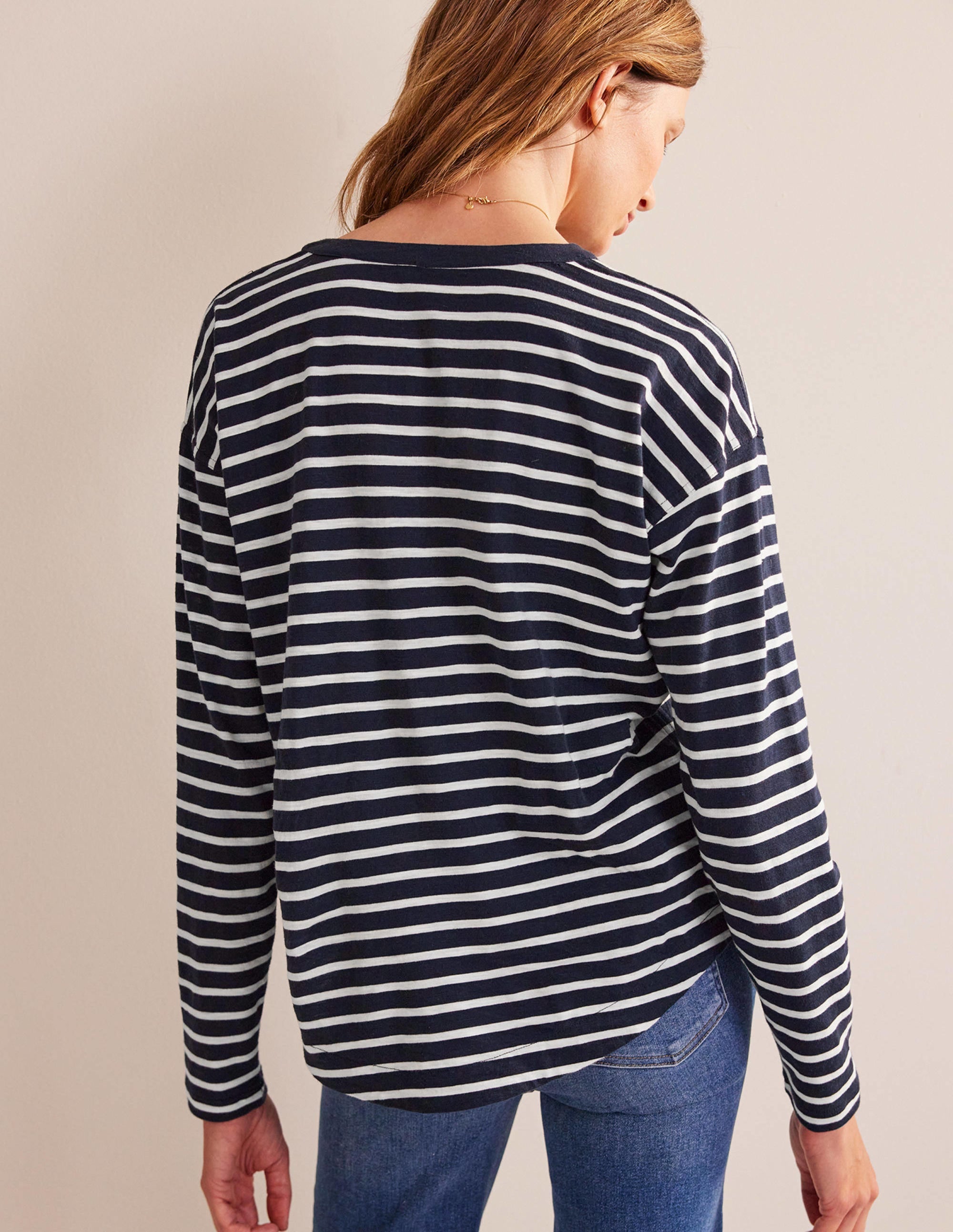 Rosie Stripe T-Shirt-Navy, Ivory - Image 3