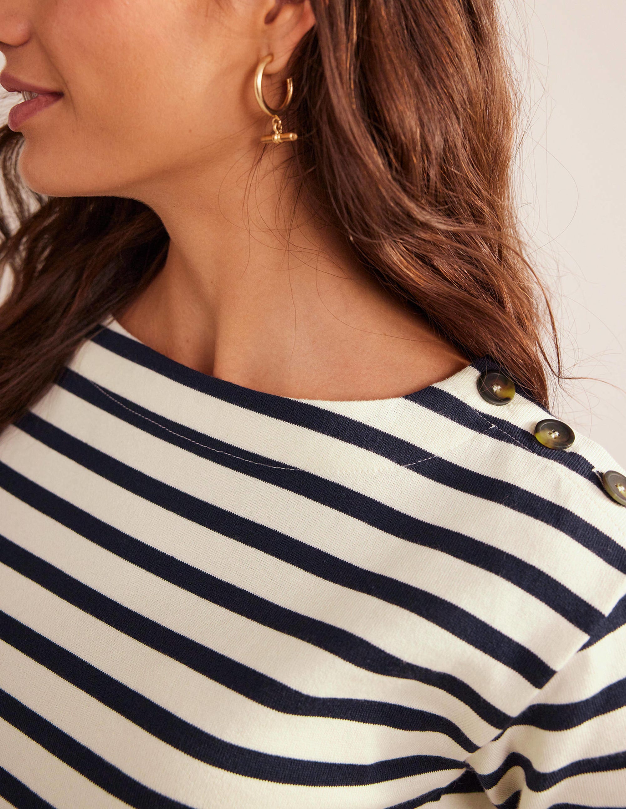 Sophie Breton Top-Ivory, Navy - Image 2