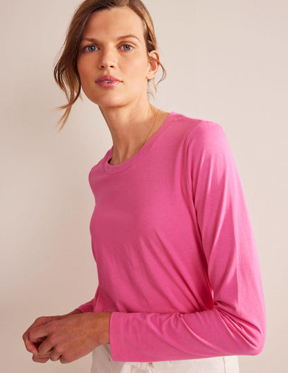 Langärmliges Oberteil aus reiner Baumwolle-Pink-1