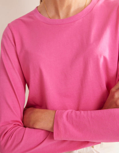 Langärmliges Oberteil aus reiner Baumwolle-Pink-2