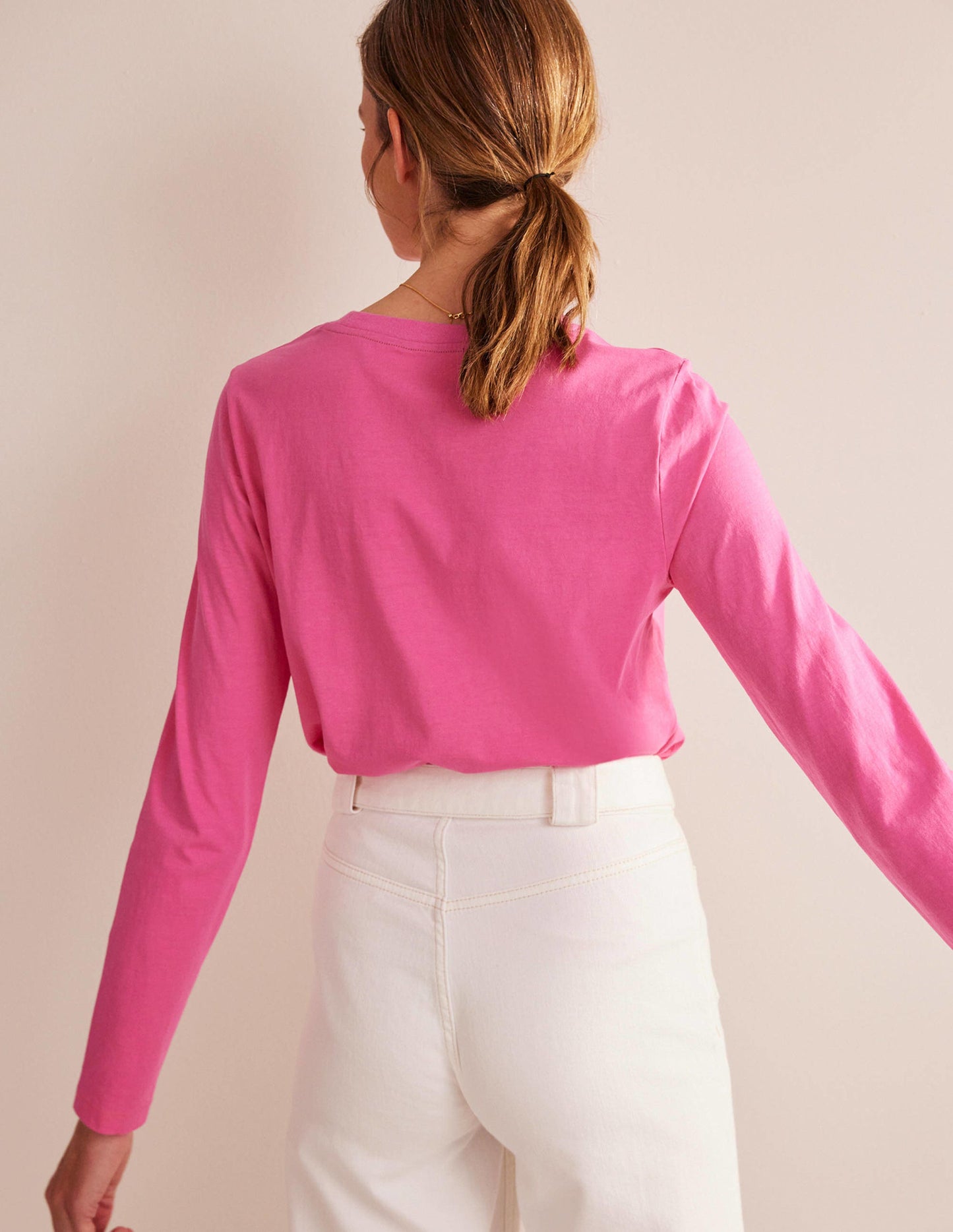Langärmliges Oberteil aus reiner Baumwolle-Pink