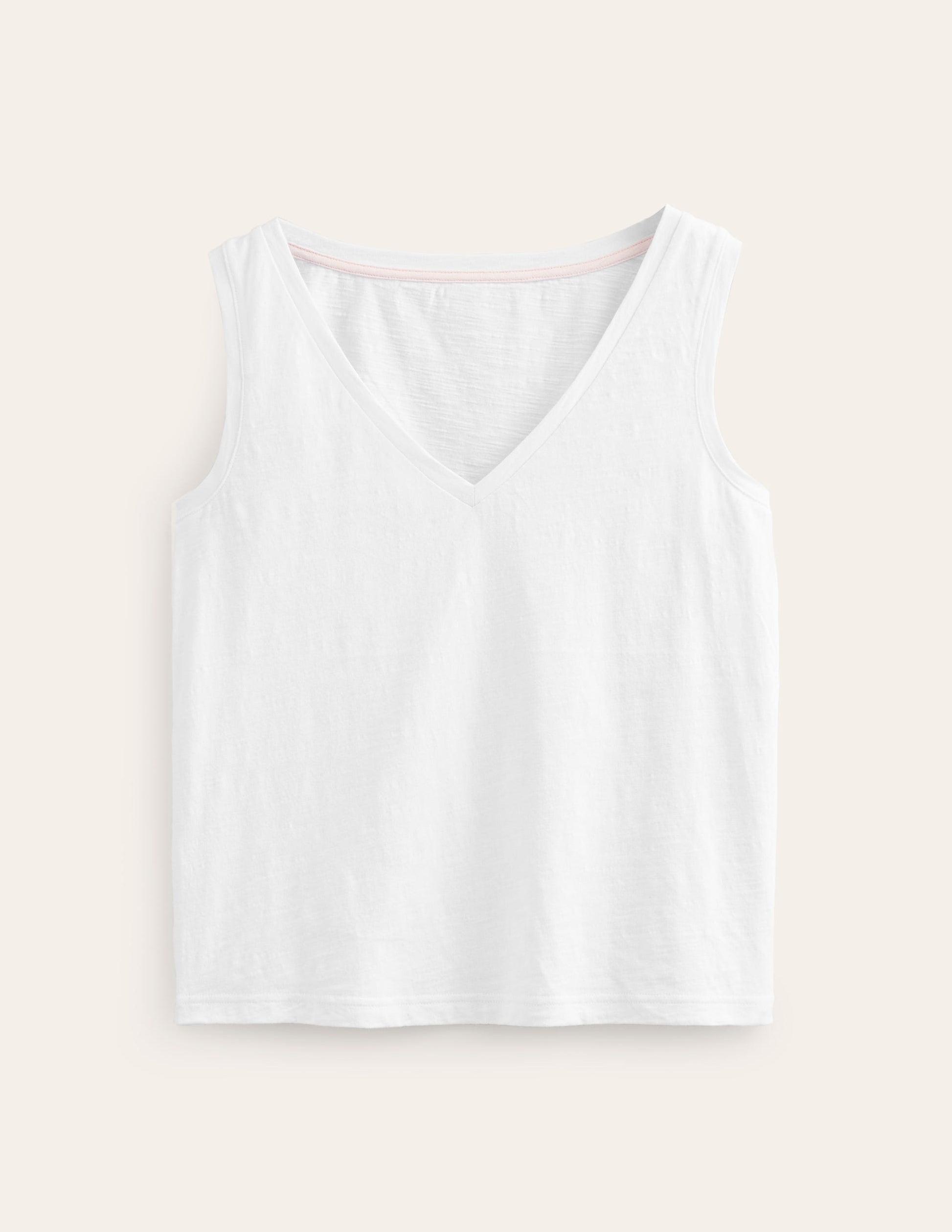 Regular V-neck Slub Vest-White-5