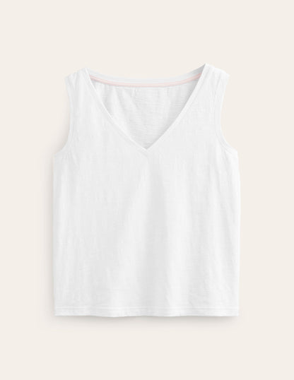 Regular V-neck Slub Vest-White-5