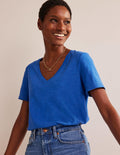 T-shirt flammé à col en V-Source champêtre
