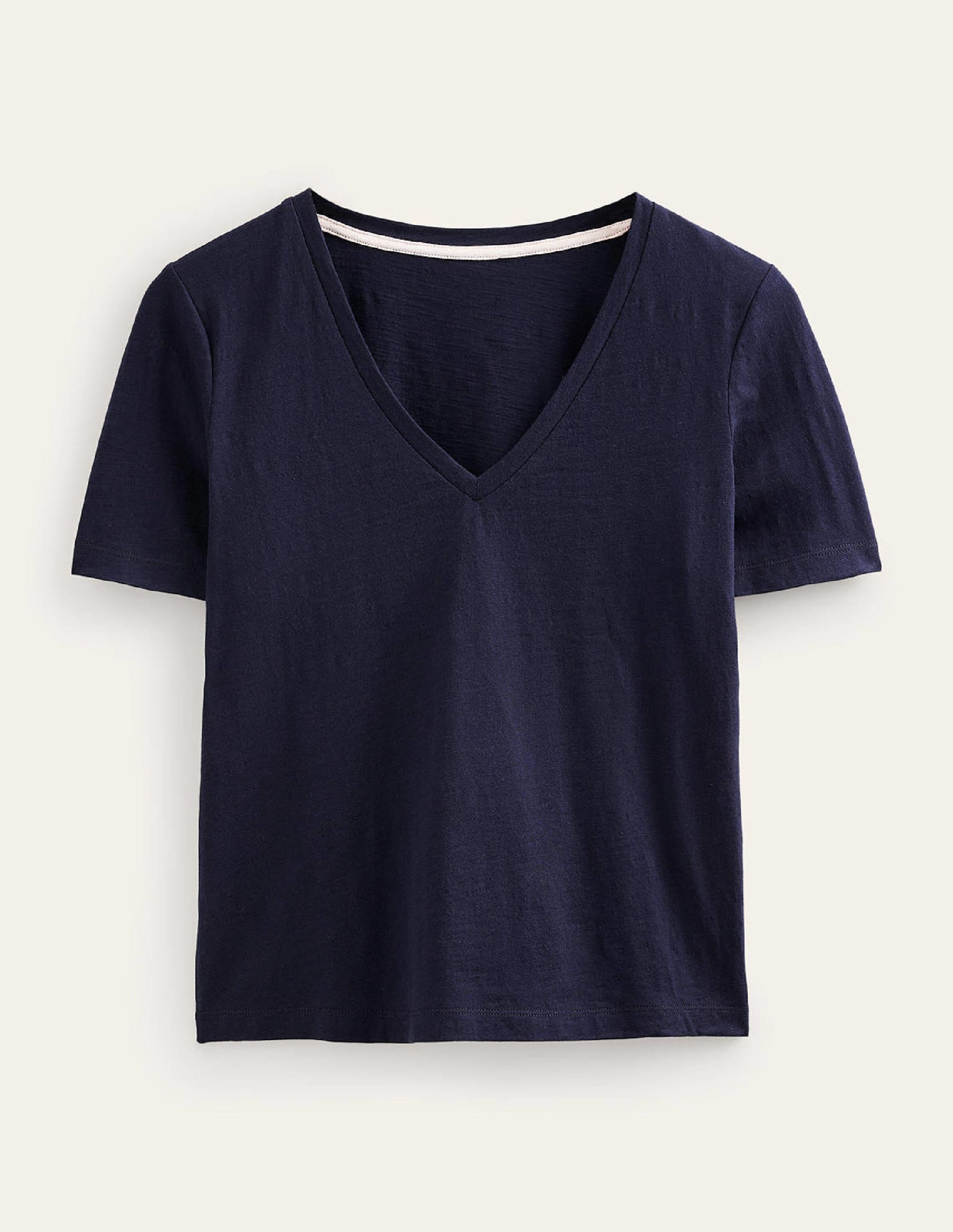 T-shirt flammé à col en V-Bleu marine - Image 5