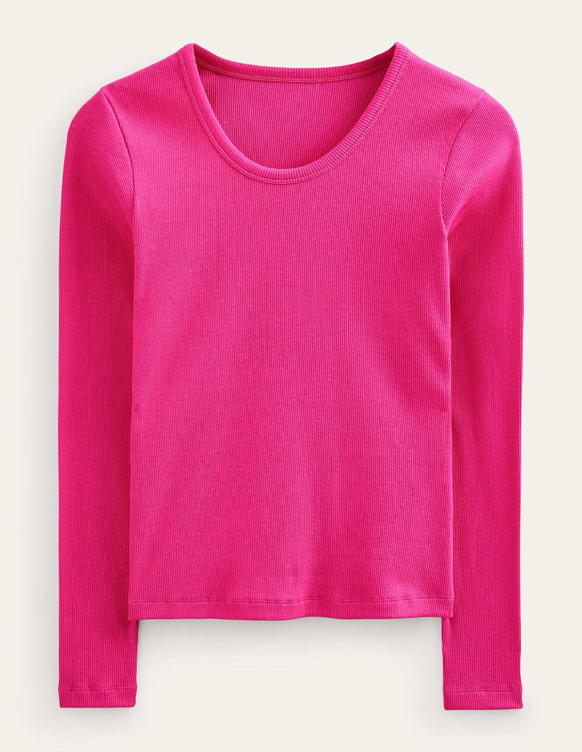 Cotton Rib Scoop Neck Top-Cabaret Pink - Image 5