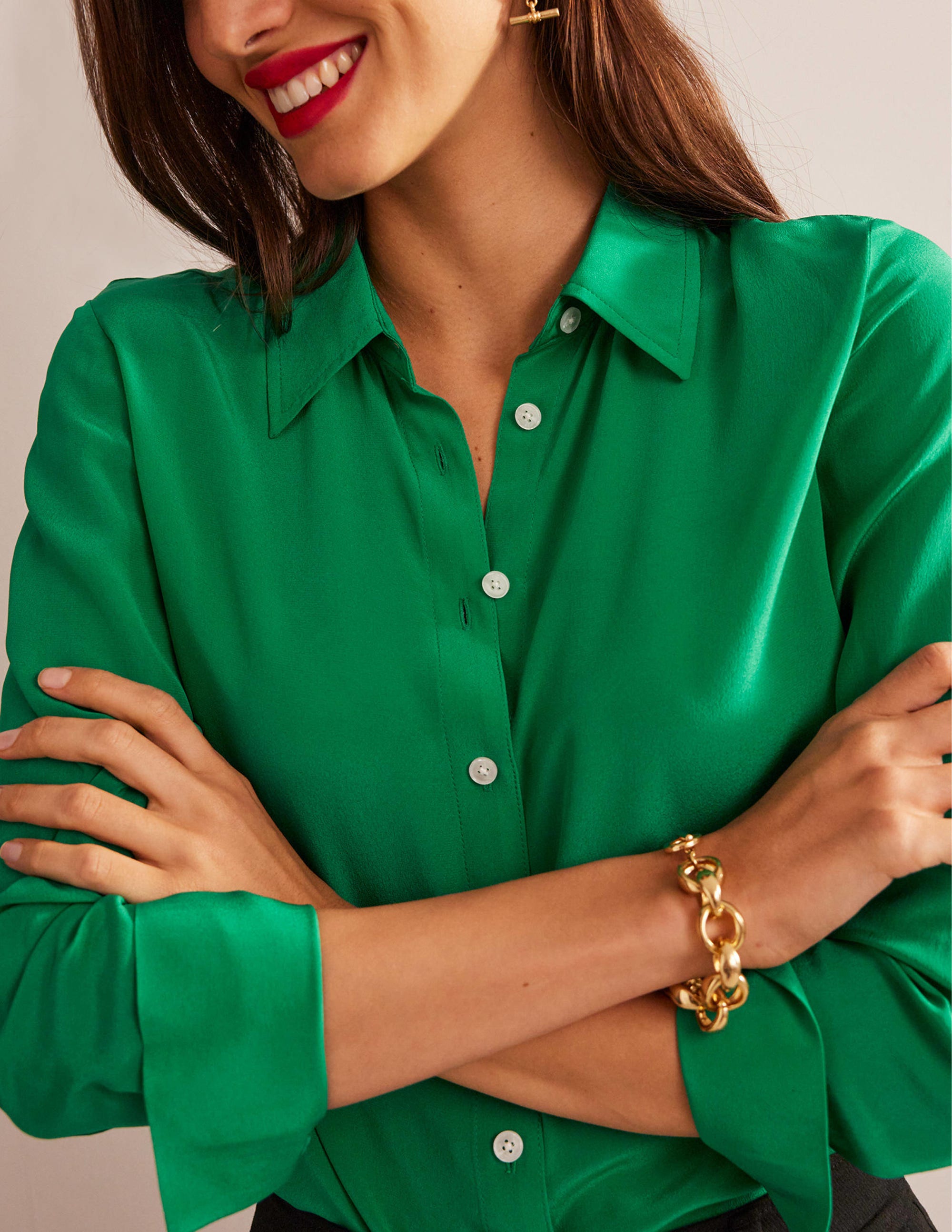 Chemise Sienna en soie-Vert prairie - Image 2