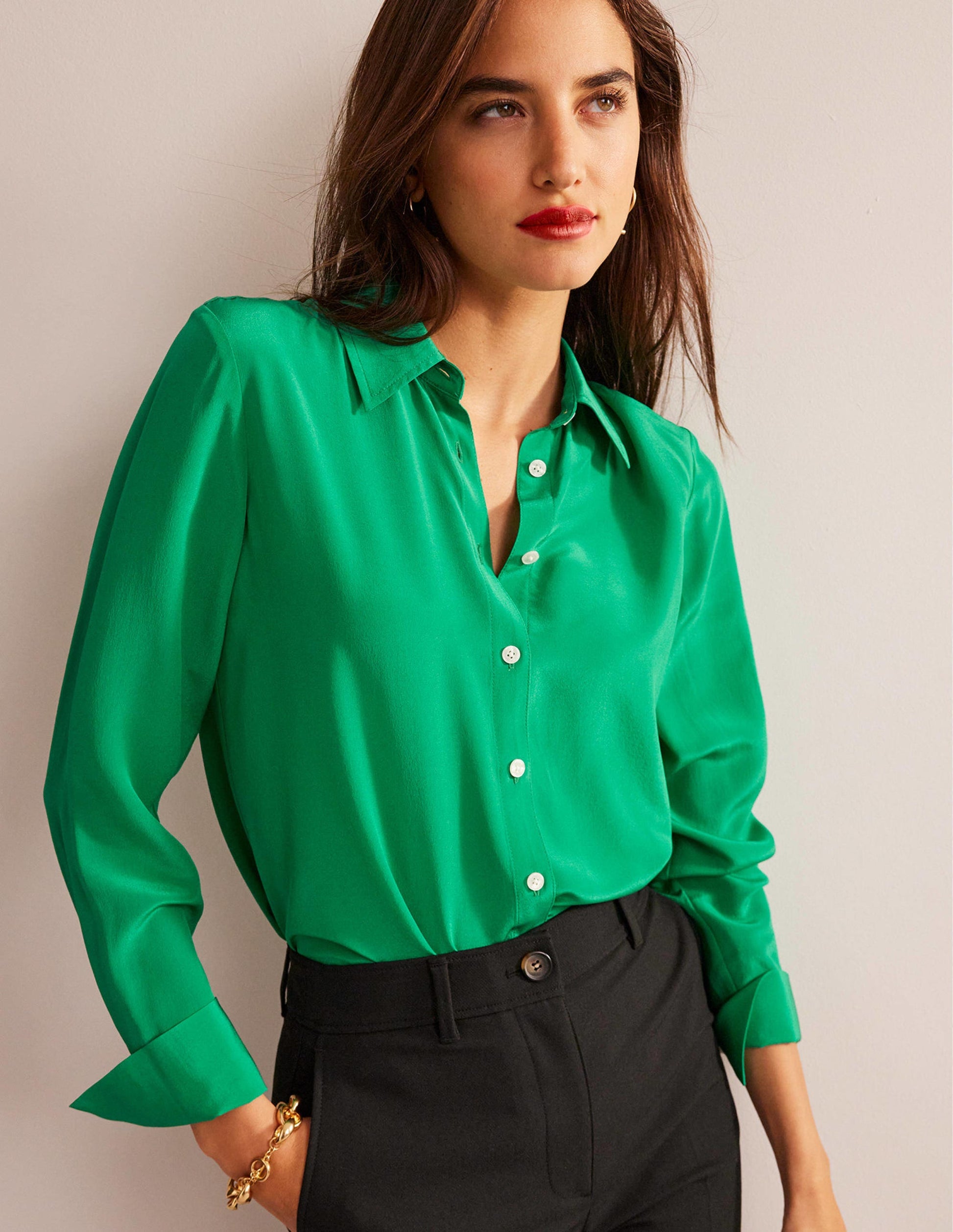 Chemise Sienna en soie-Vert prairie-4
