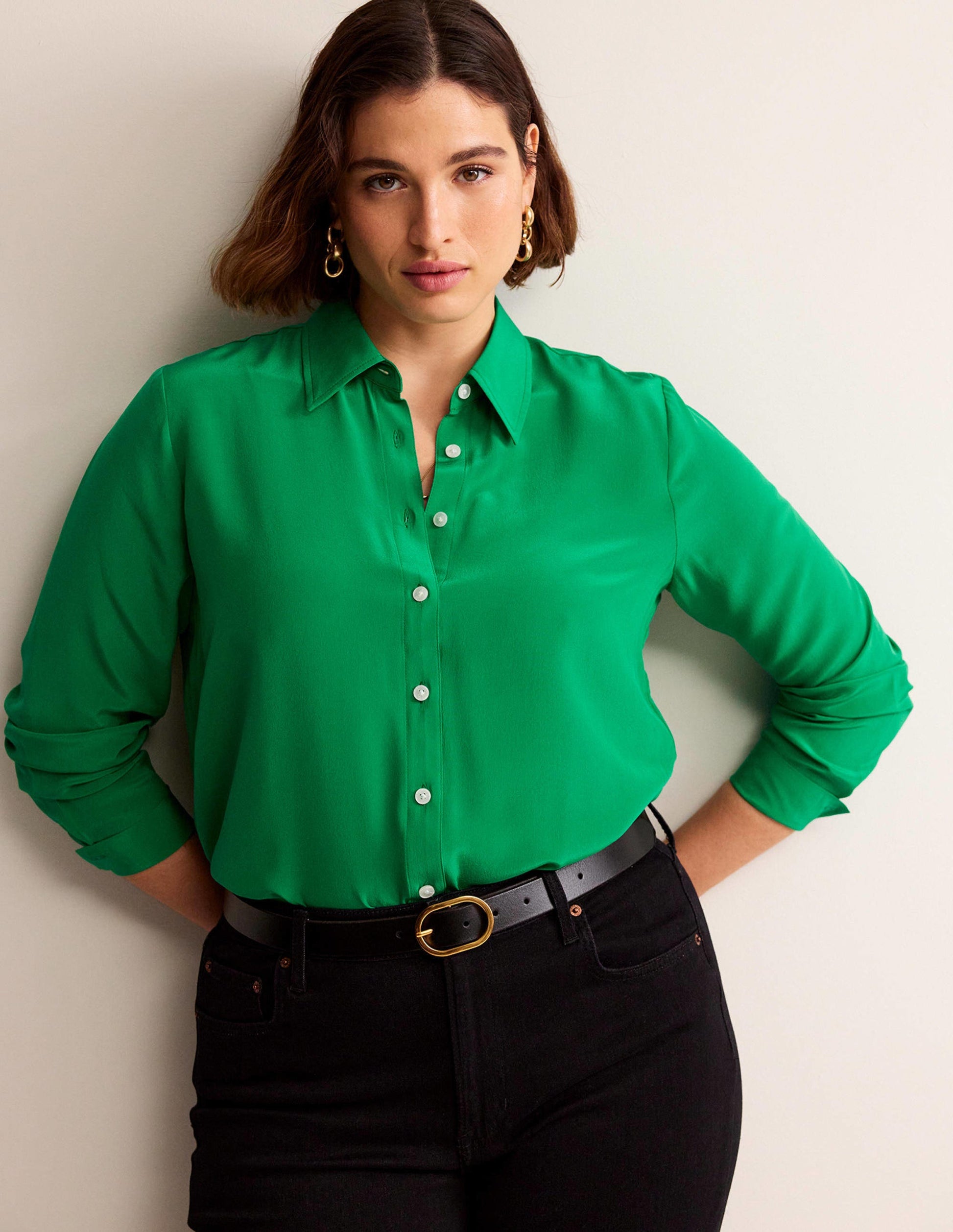 Chemise Sienna en soie-Vert prairie-5