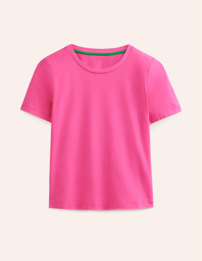 T-Shirt aus reiner Baumwolle mit Rundhalsausschnitt-Pink-5