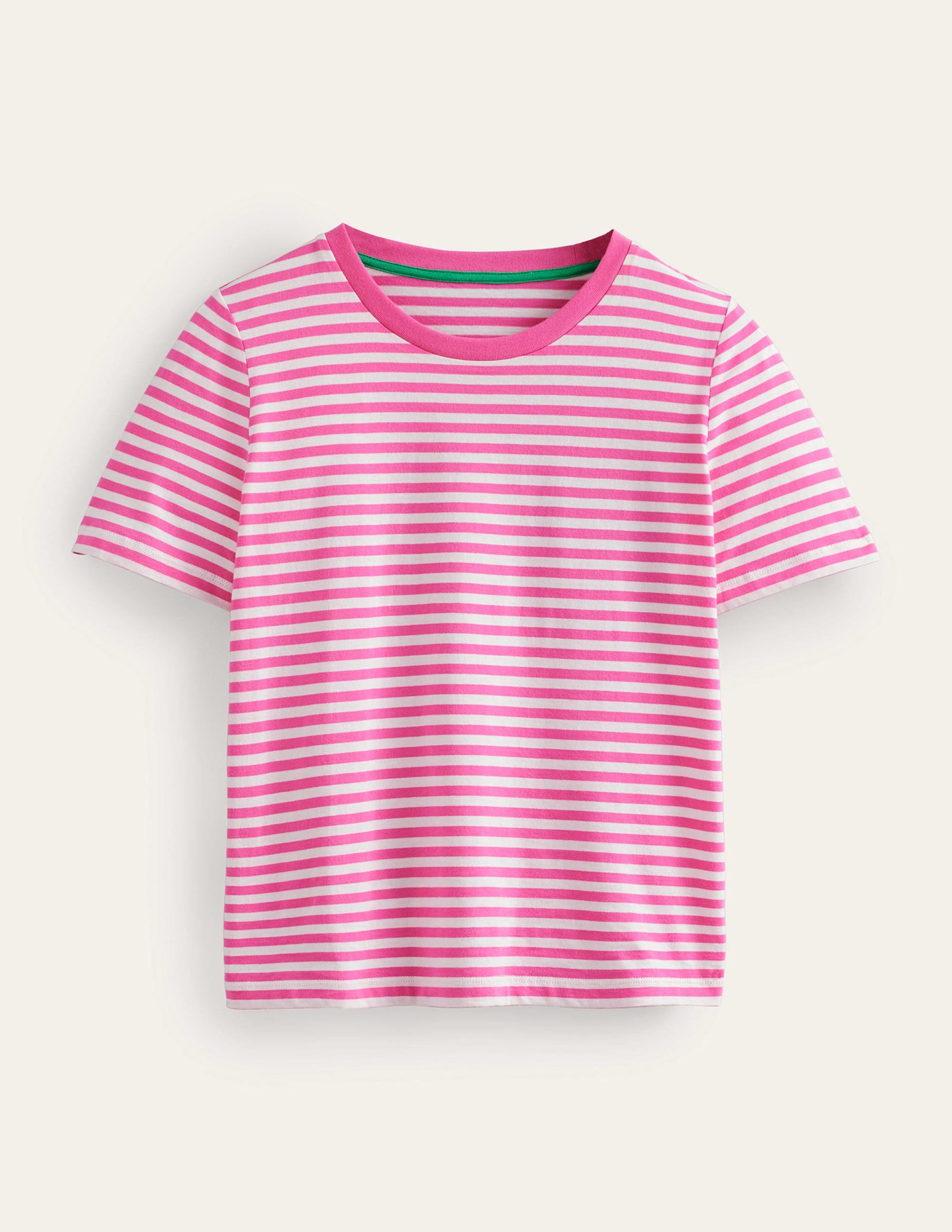 T-shirt col rond 100% coton-Ivoire, rose - Image 5