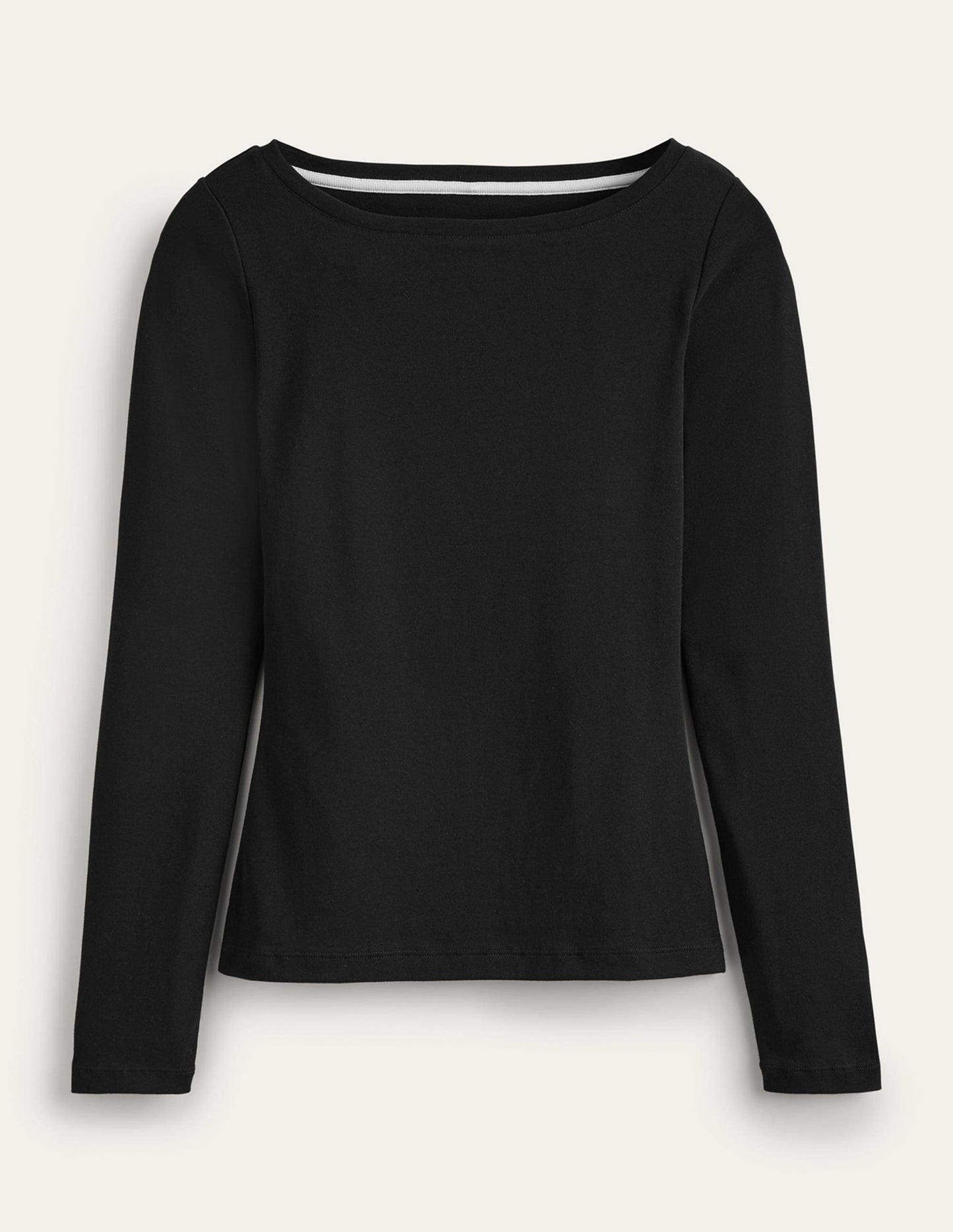 Essential Boat-Neck Jersey Top-Black