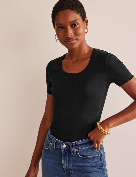 Basic-T-Shirt aus Jersey-Schwarz