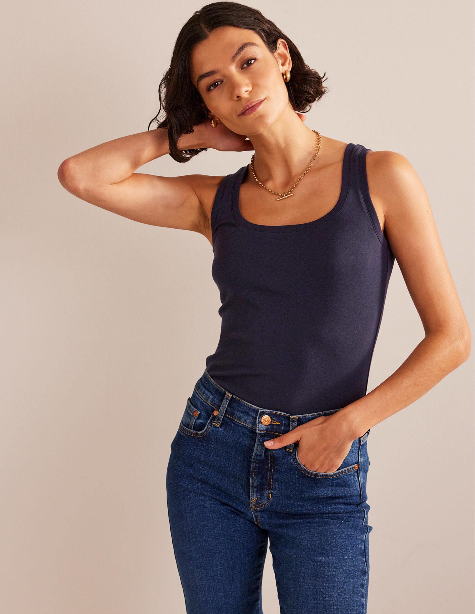 Essential Scoop-Neck Vest-Navy-1