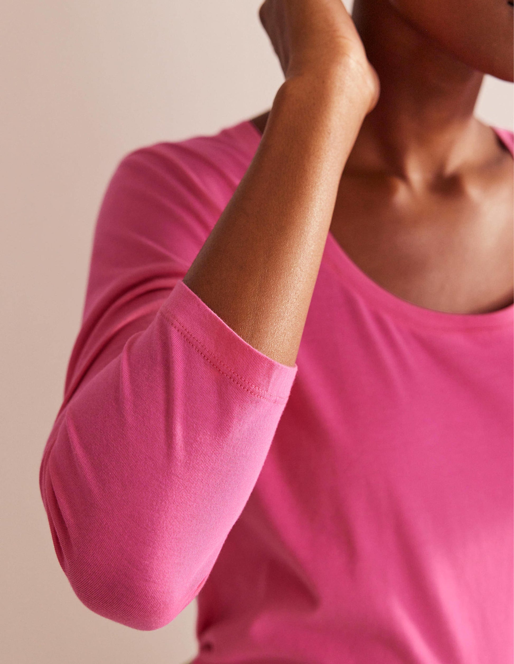 ¾-langes Oberteil mit tiefem Rundhalsausschnitt-Pink-2