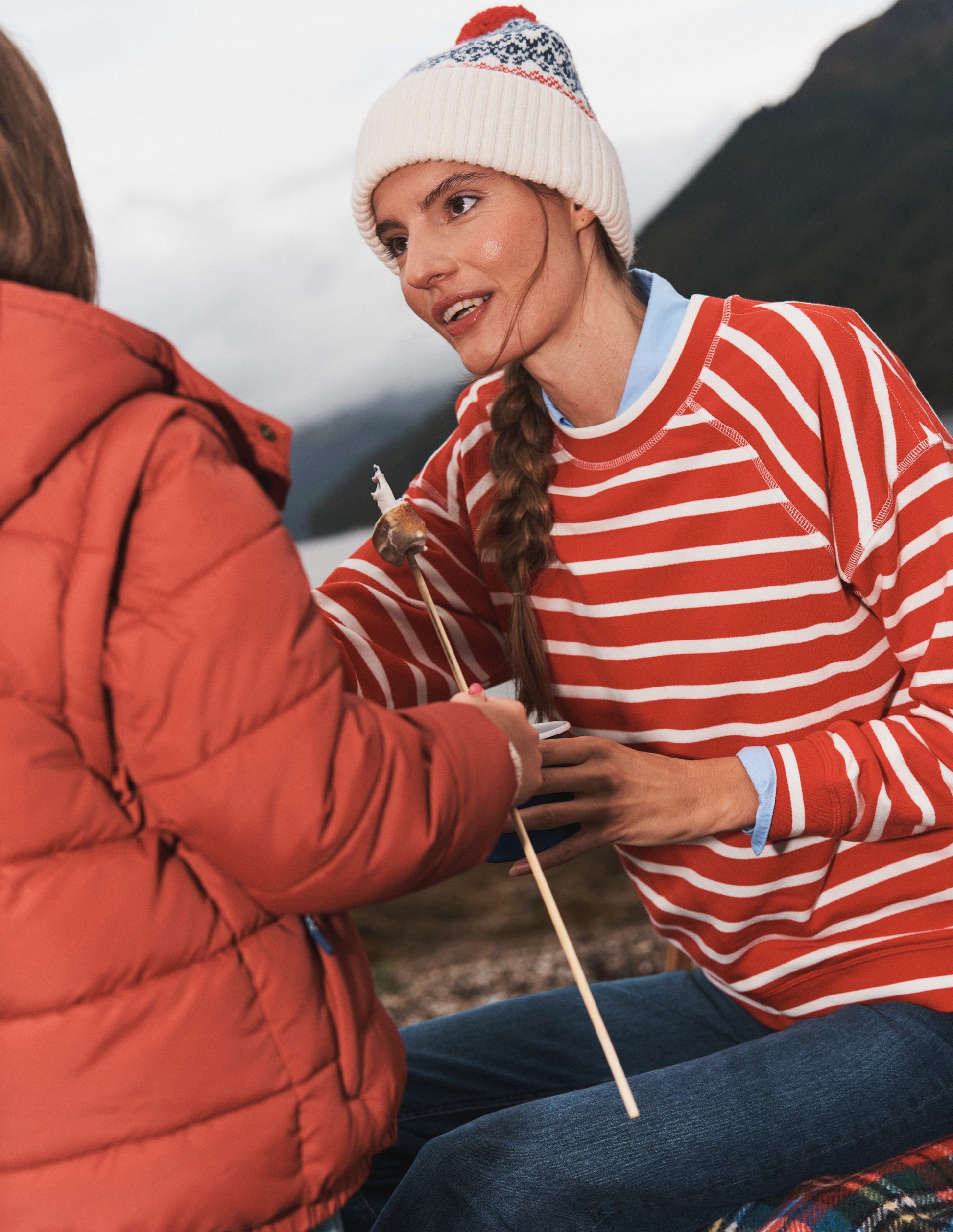 Gestreiftes Raglan-Sweatshirt-Rot, Naturweiß-5