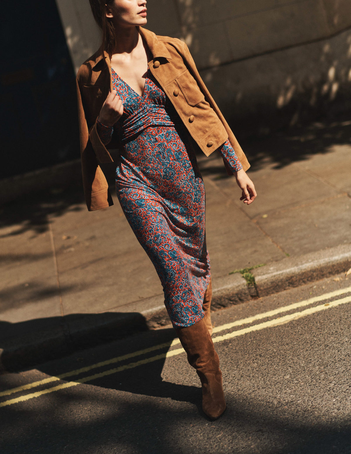 Collared Suede Jacket-Raw Umber-5