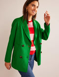 Wool-Blend Pea Coat-Highland Green