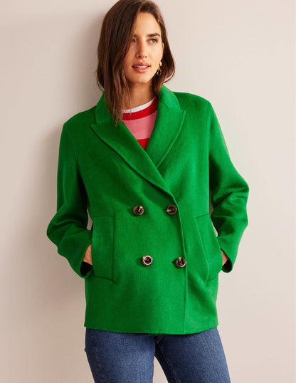 Cabanjacke aus Wollmischung-Highland-Grün