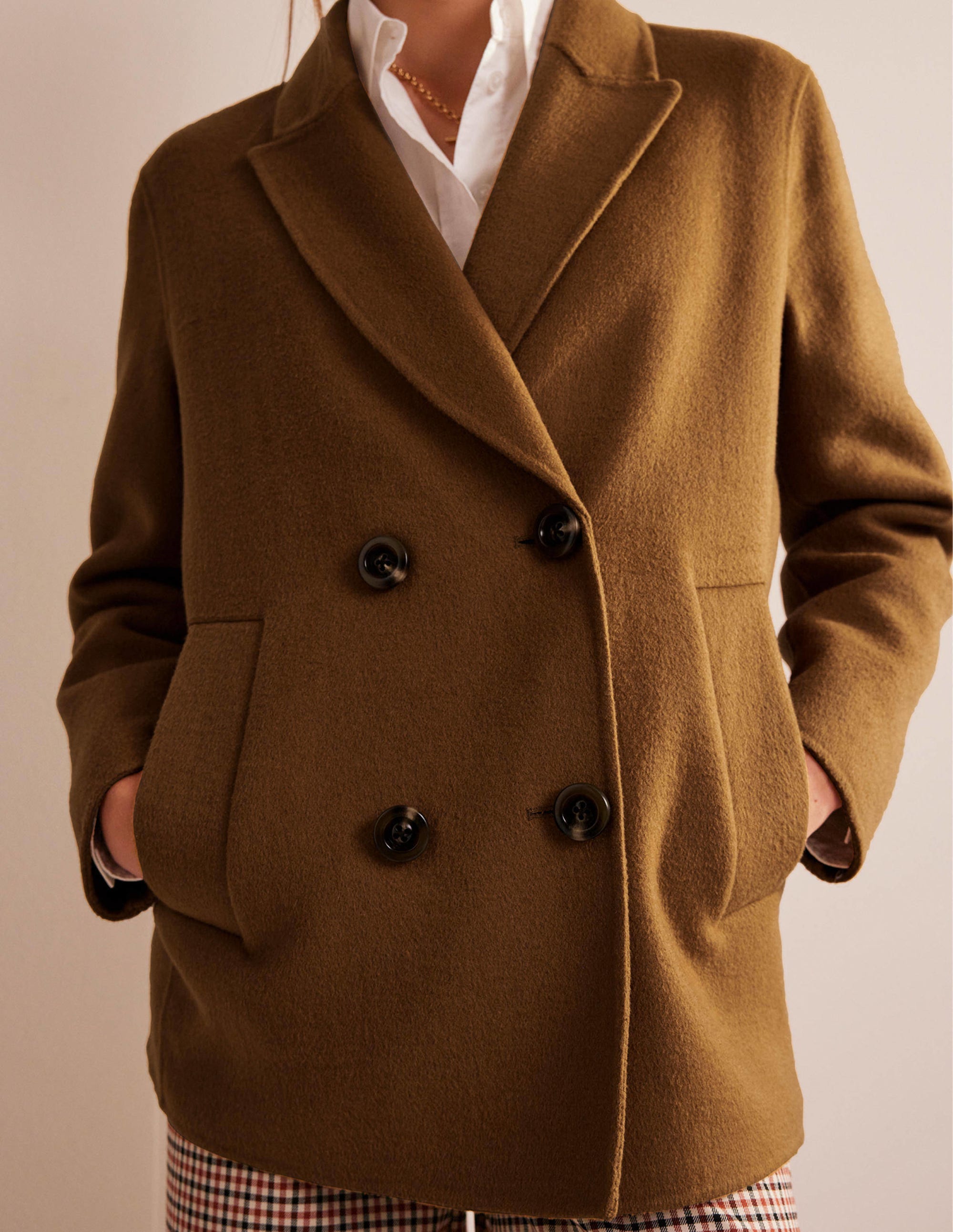 Wool-Blend Pea Coat-Camel - Image 2