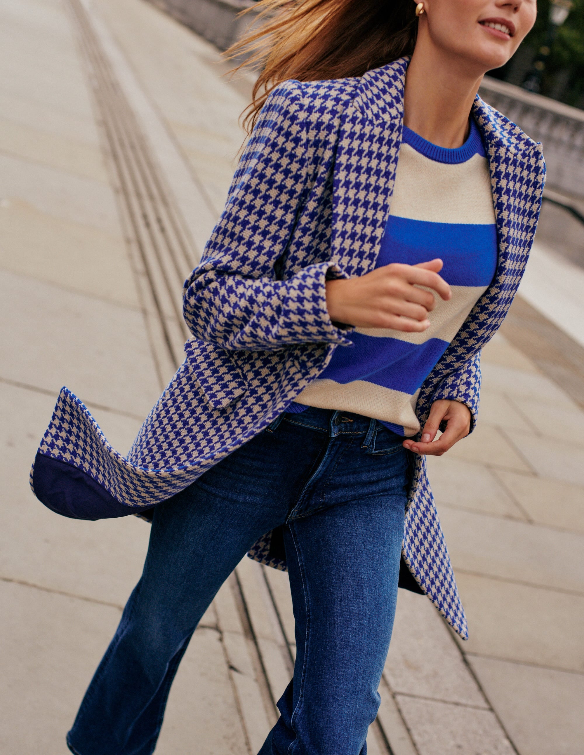 Manteau Canterbury Interest-Pied-de-poule bleu et ivoire - Image 5
