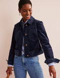 Veste en velours côtelé-Bleu marine