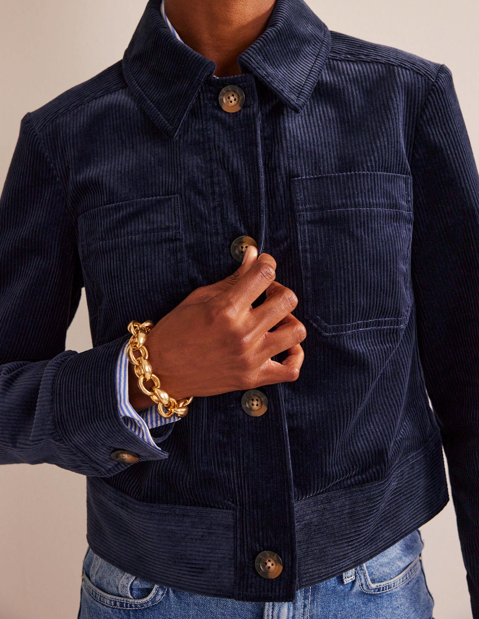 Veste en velours côtelé-Bleu marine - Image 2