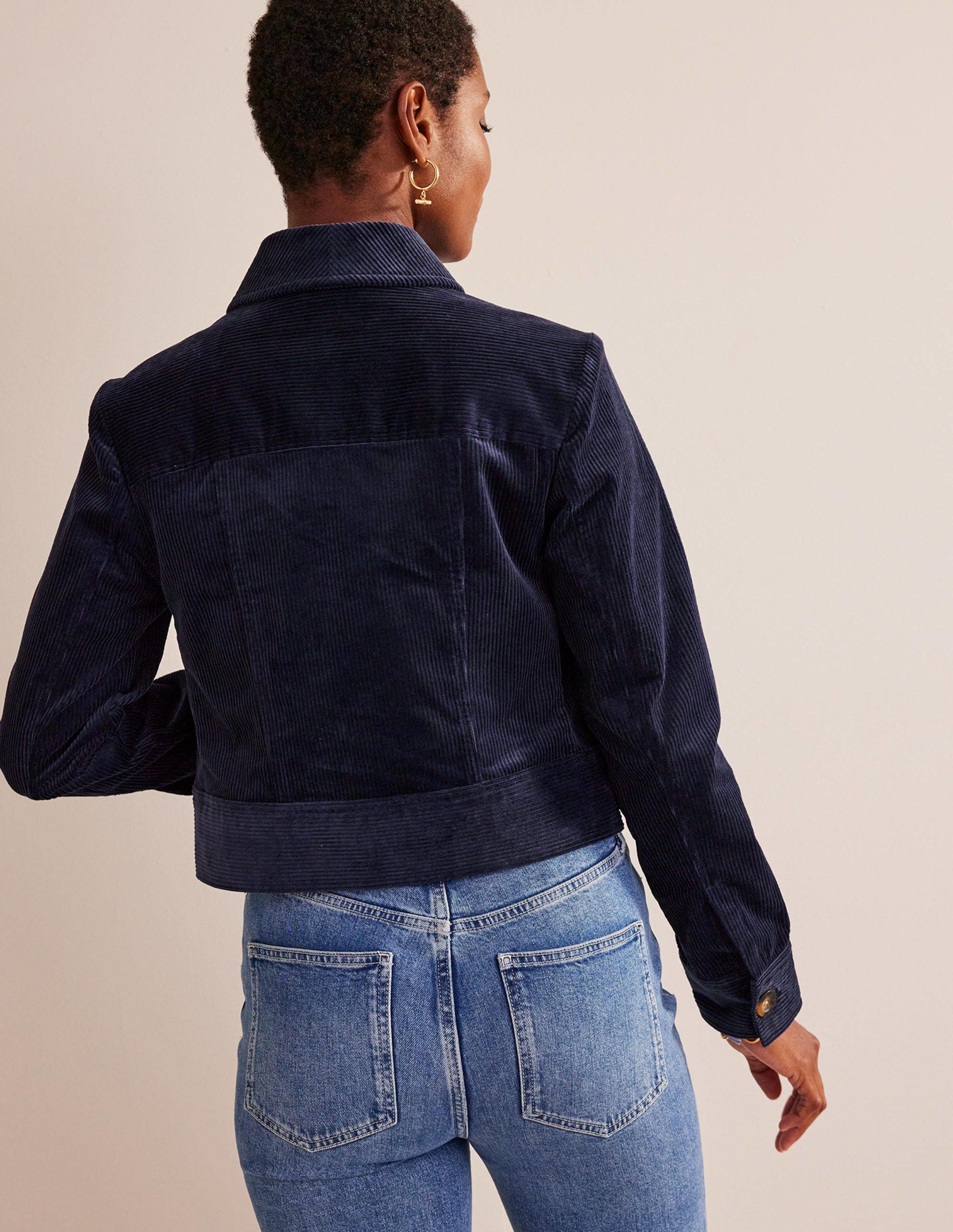 Veste en velours côtelé-Bleu marine - Image 3