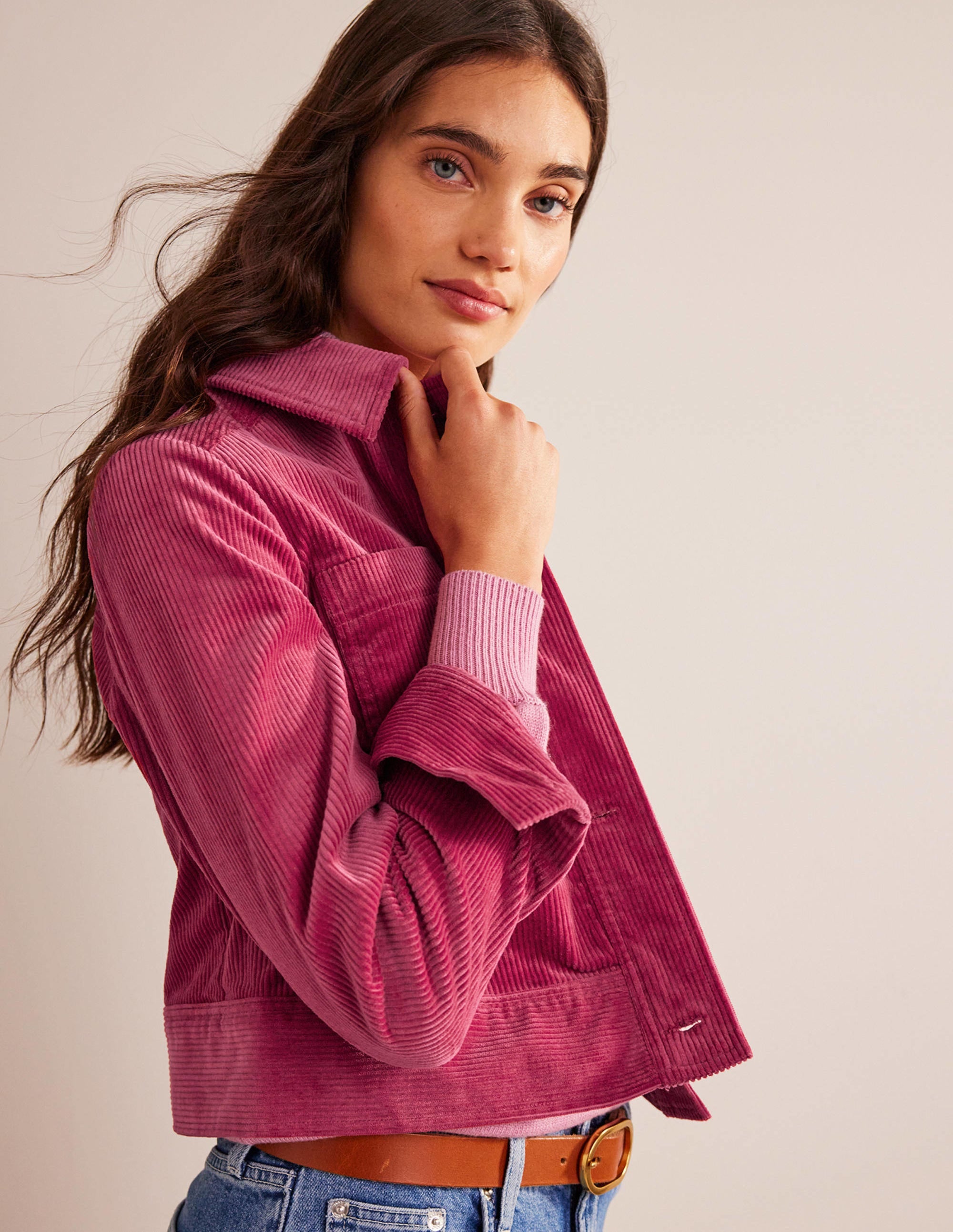 Cordjacke-Warmes Cranberryrot - Image 1