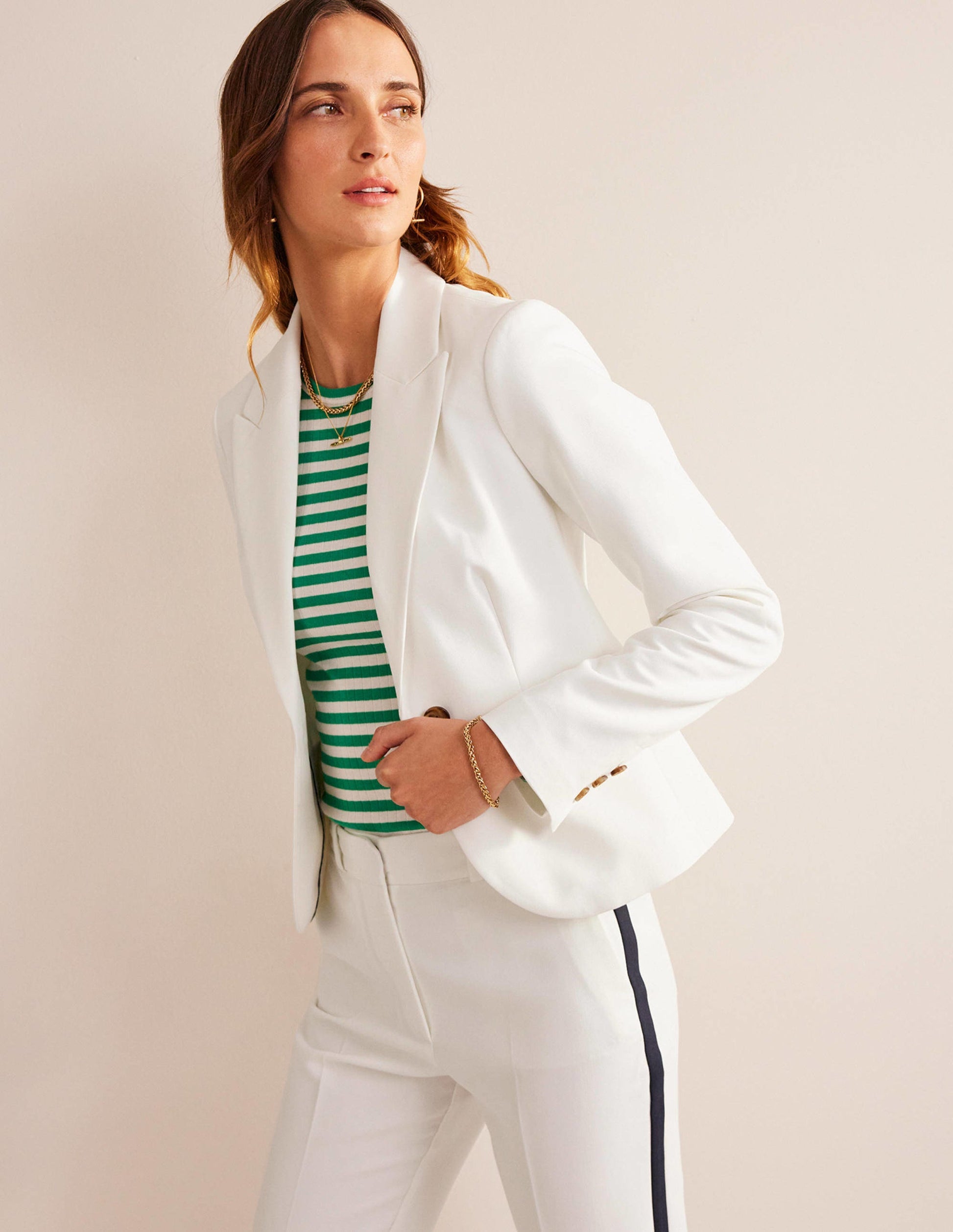 The Canonbury Blazer mit klassischem Schnitt-Naturweiß-4