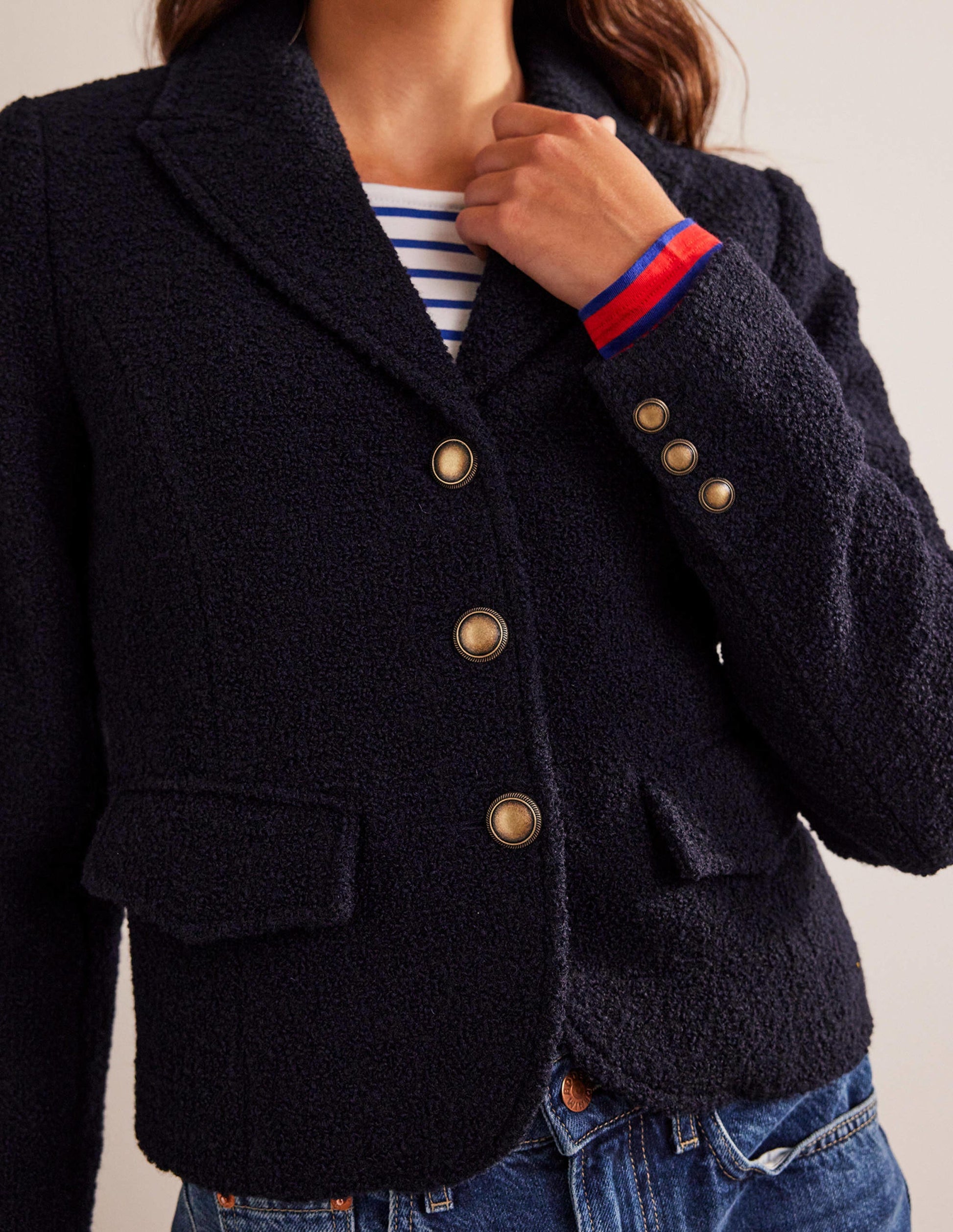 Ely Strukturierte Jacke-Marineblau-2