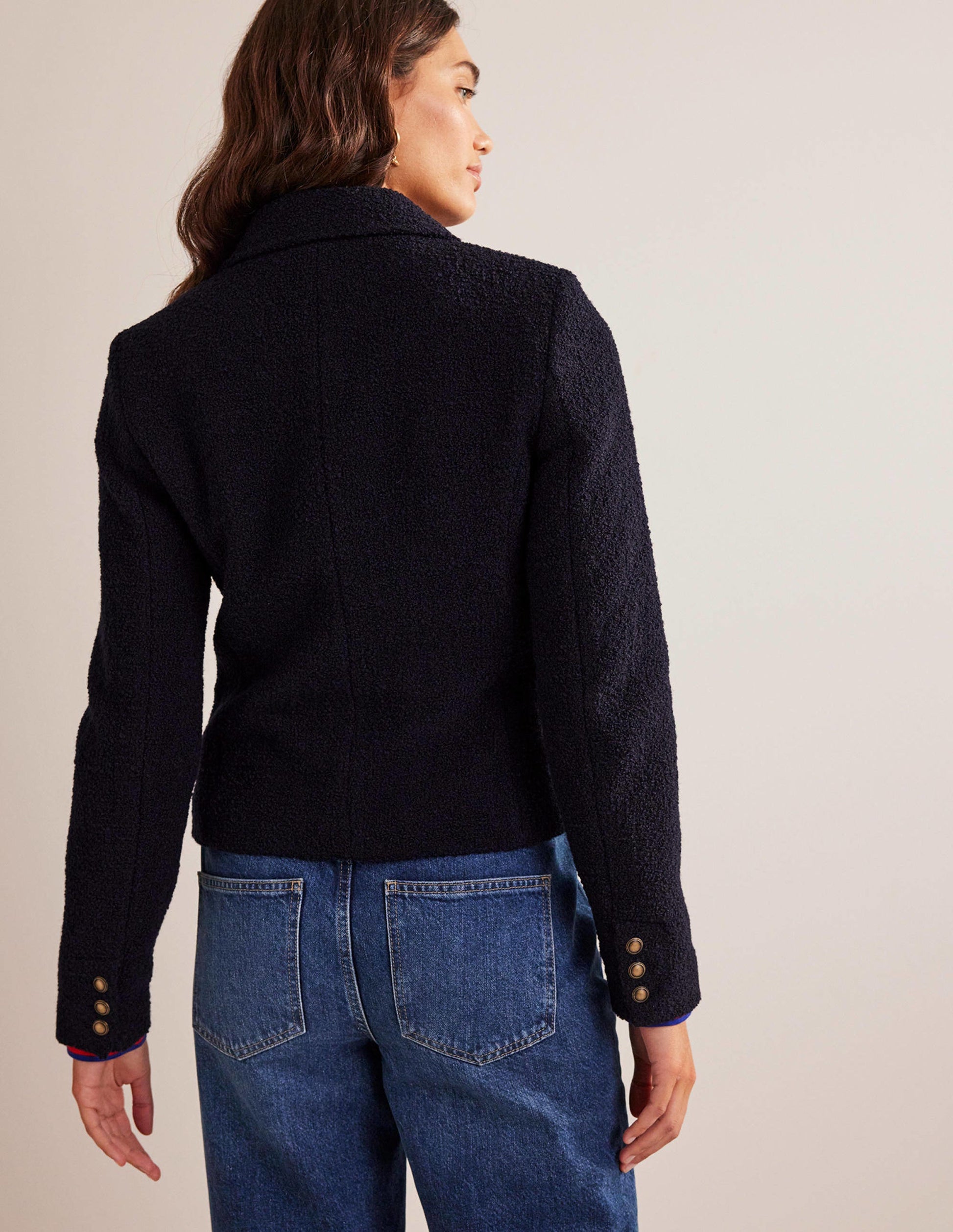 Ely Strukturierte Jacke-Marineblau-3