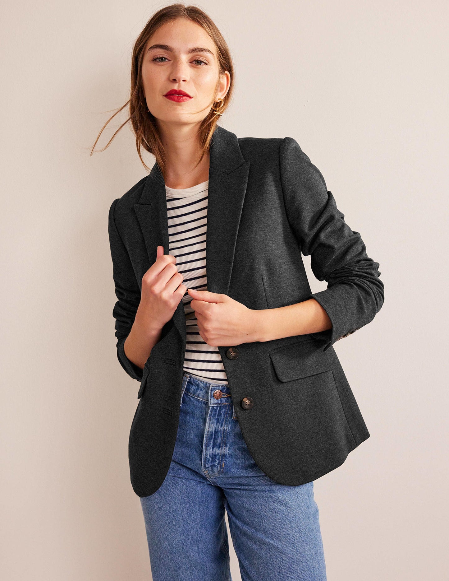 Marylebone Ponte Blazer-Charcoal Marl