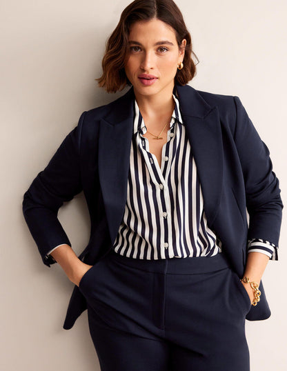 Blazer Marylebone en point de Rome-Bleu Marine, Petits Pois