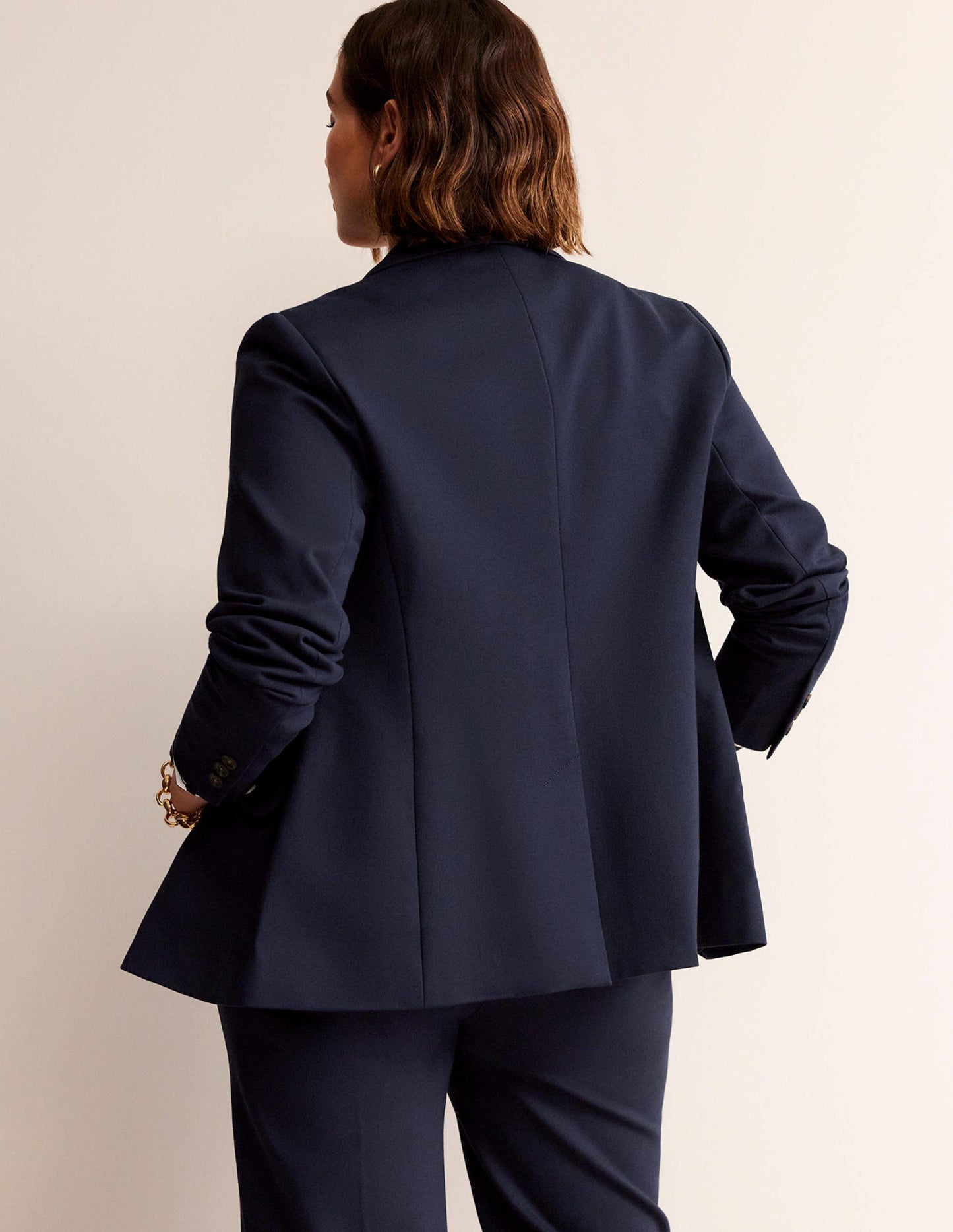 Blazer Marylebone en point de Rome-Bleu Marine, Petits Pois