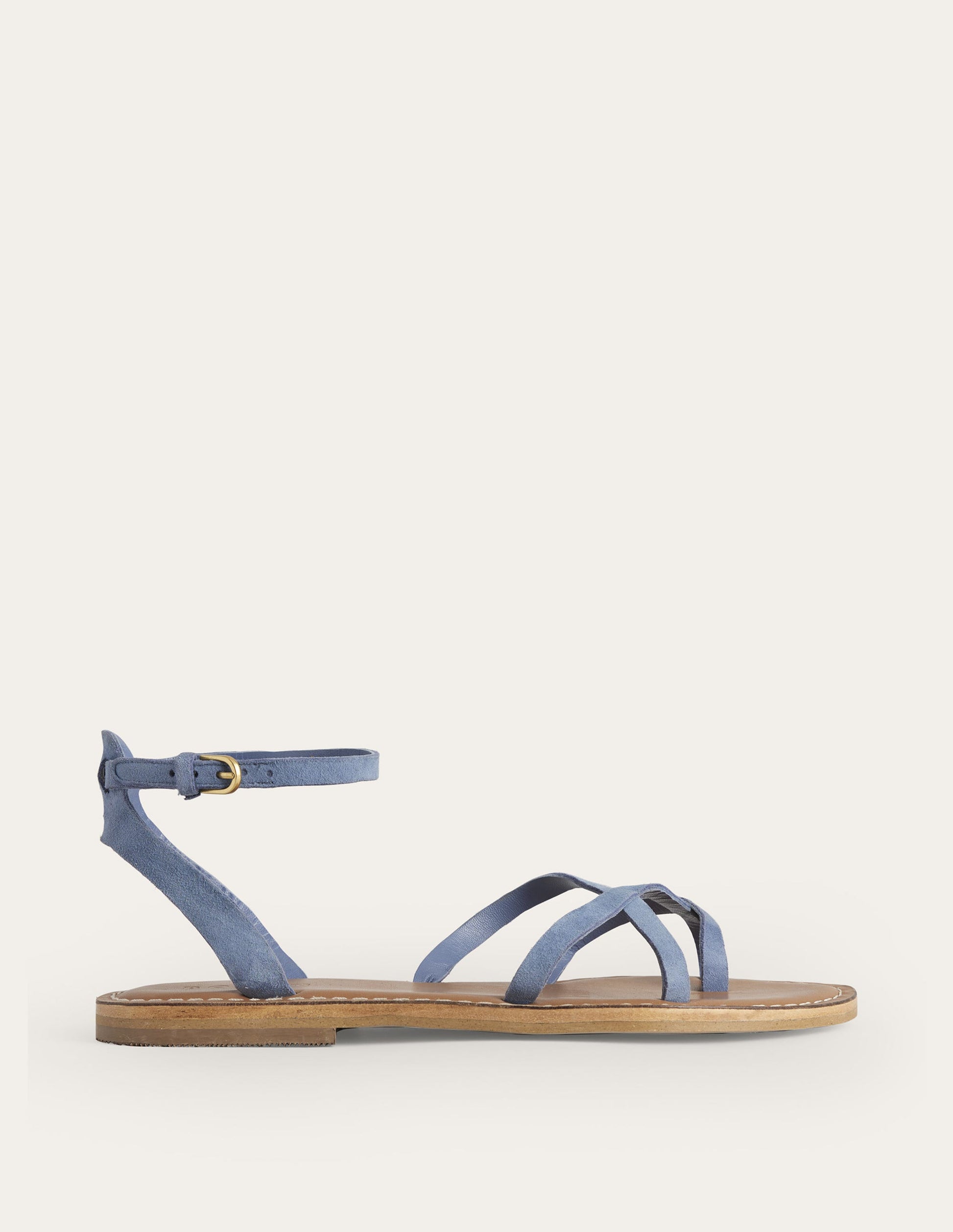 Sandales plates simples-Daim bleu caporal-3