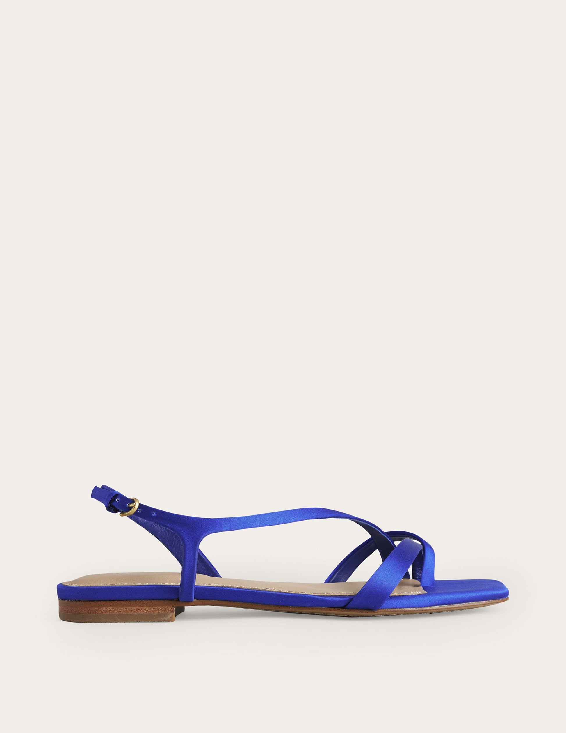 Satin Toe Loop Flat Sandals-Bright Blue Satin-3