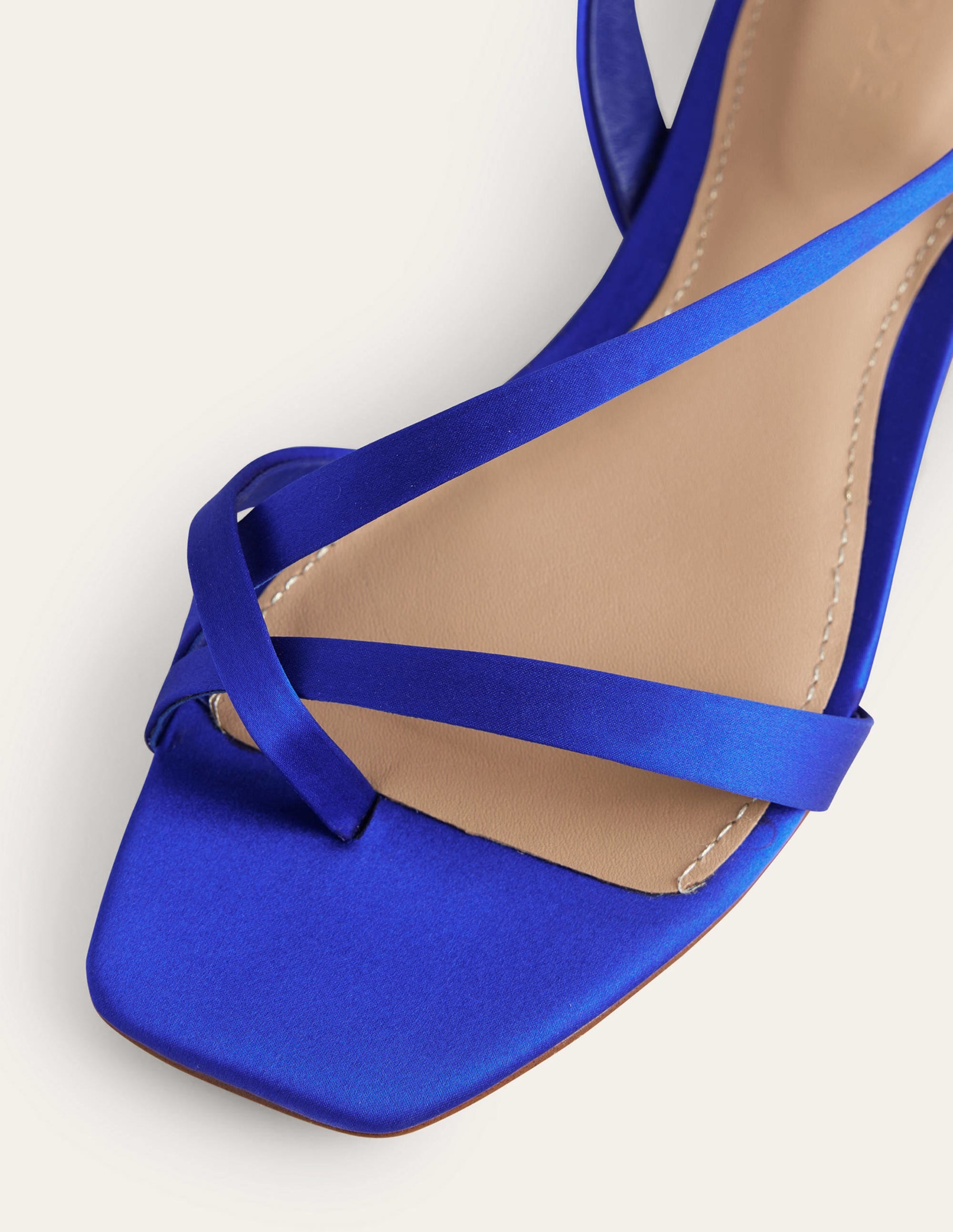 Satin Toe Loop Flat Sandals-Bright Blue Satin - Image 5