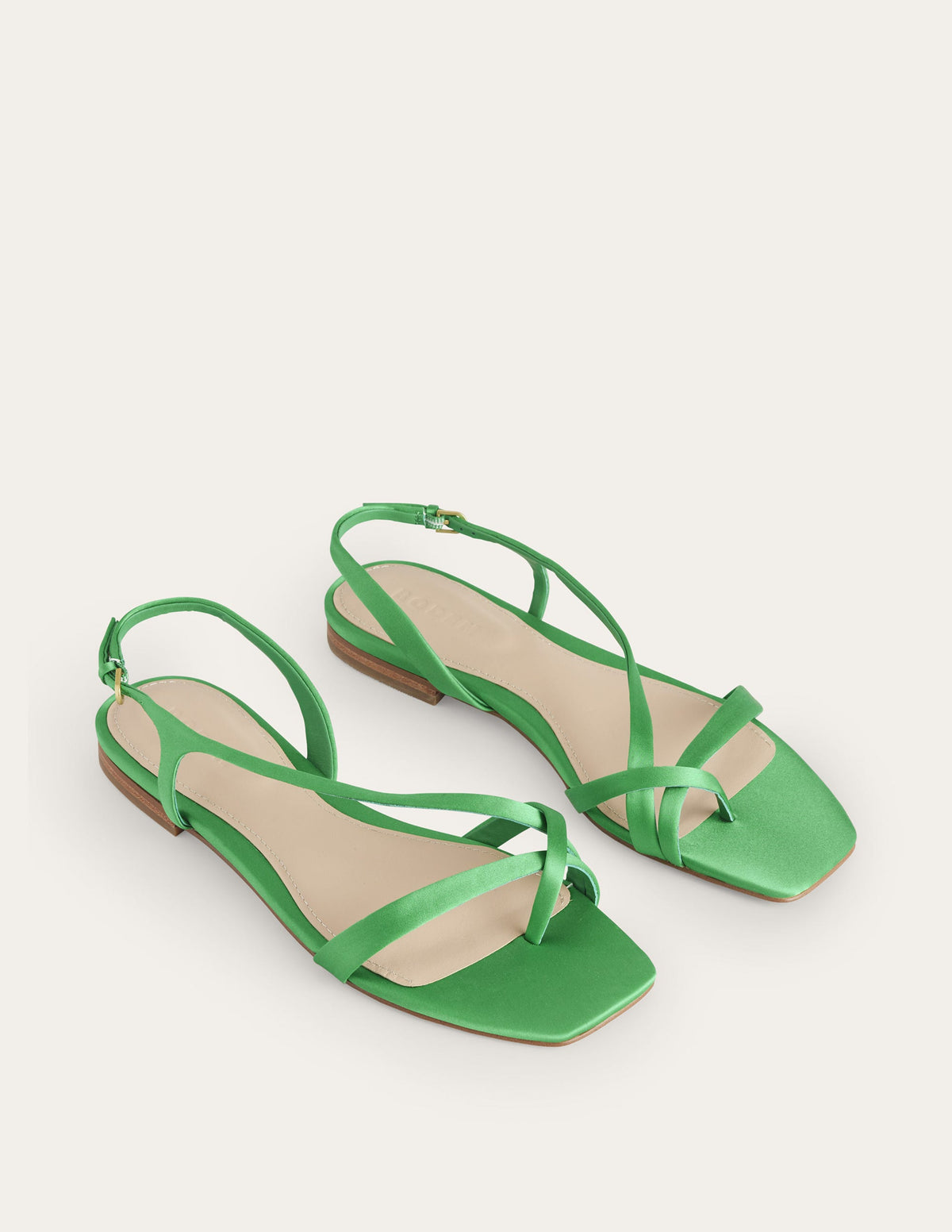 Satin Toe Loop Flat Sandals-Bright Green Satin-3