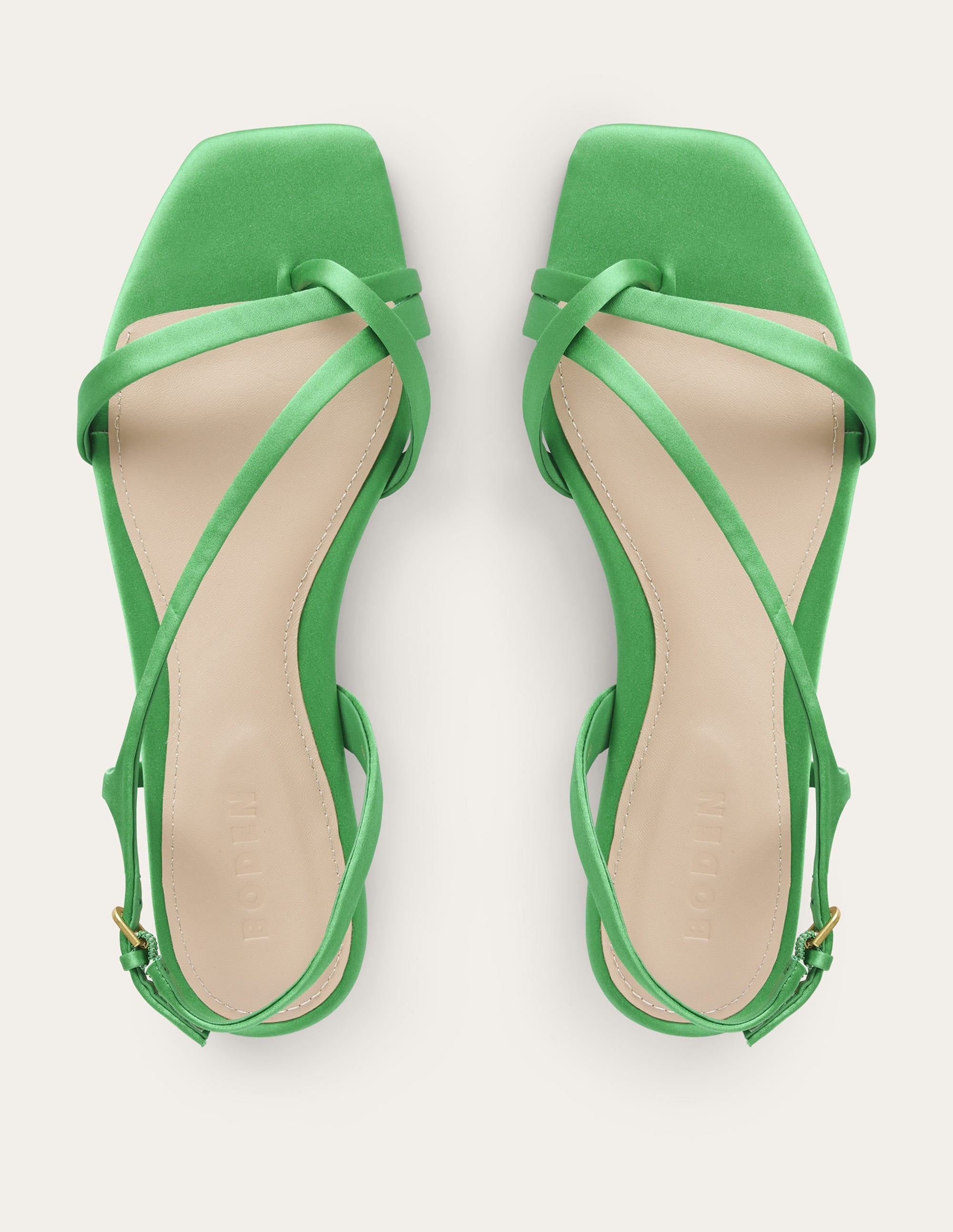 Satin Toe Loop Flat Sandals-Bright Green Satin - Image 5