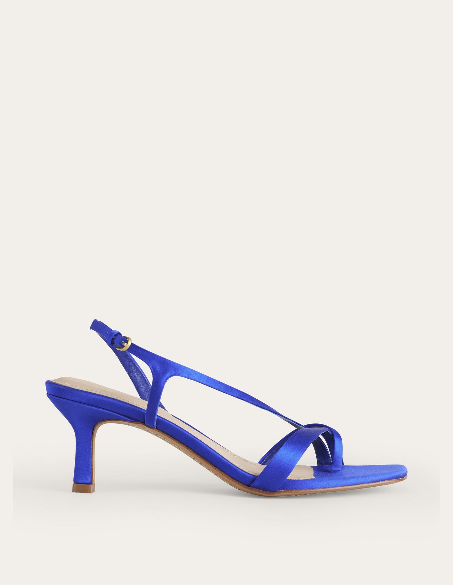 Satin-Sandalen mit niedrigem Absatz-Hellblau