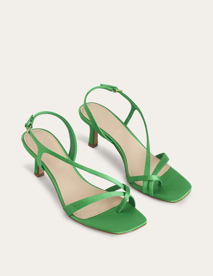 Satin-Sandalen mit niedrigem Absatz-Paprikagrün-3