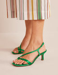 Sandales en satin à petits talons-Poivron vert